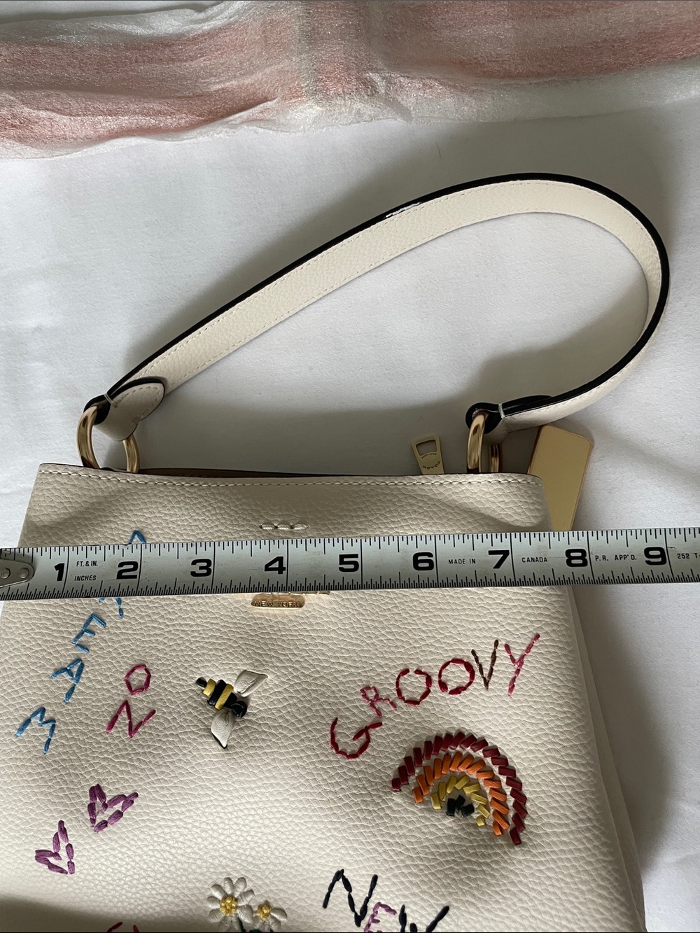 MOTHERS DAY SPECIAL Coach Cream Embroidered Leather Shoulder Bag - Picture 12 of 15
